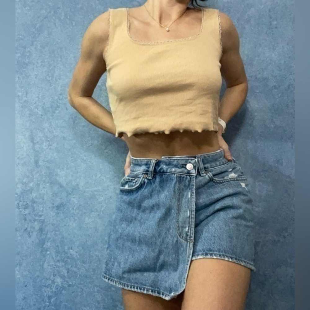 Topshop Beige Cropped Cami Top